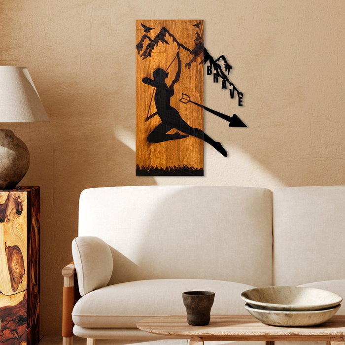 Wallity Brave Accesorio Decorativo de Pared de Madera y Metal Nogal y Negro Wallity Brave Accesorio Decorativo de Pared de Madera y Metal Nogal y Negro